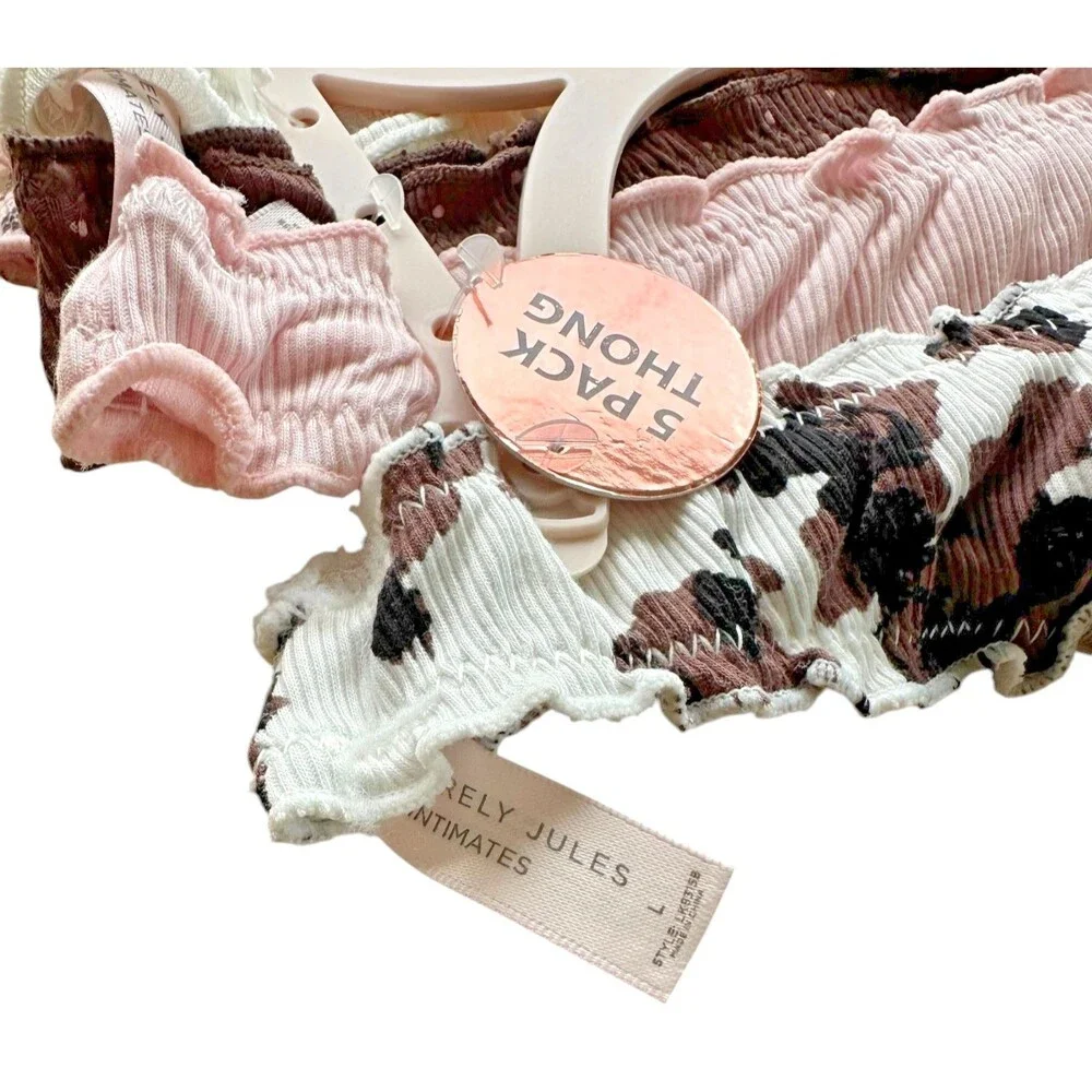 Sincerely Jules Women’s Set of 5 Thong Panties Size L Multicolor Printed